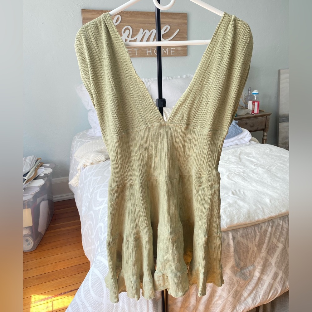 ASOS sage‎ green summer corset style flowy dress size small - Picture 5 of 11